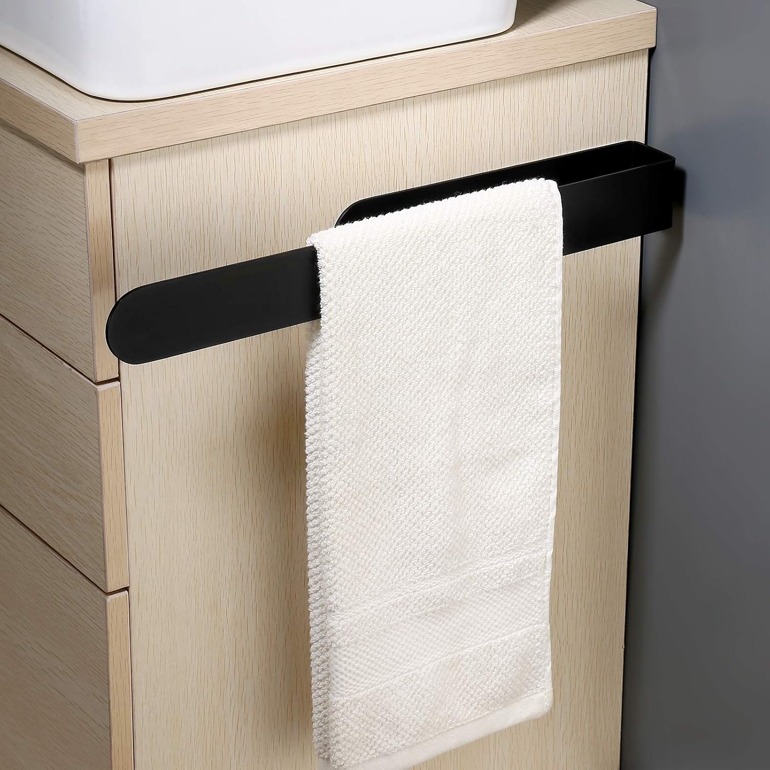 KES Hand Towel Holder for Bathroom 15.7-Inch Self Adhesive Towel Bar Kitchen Hand Towel Ring No Drill Thicken Stainless Steel Matte Black, BTH215S40ADM-BK