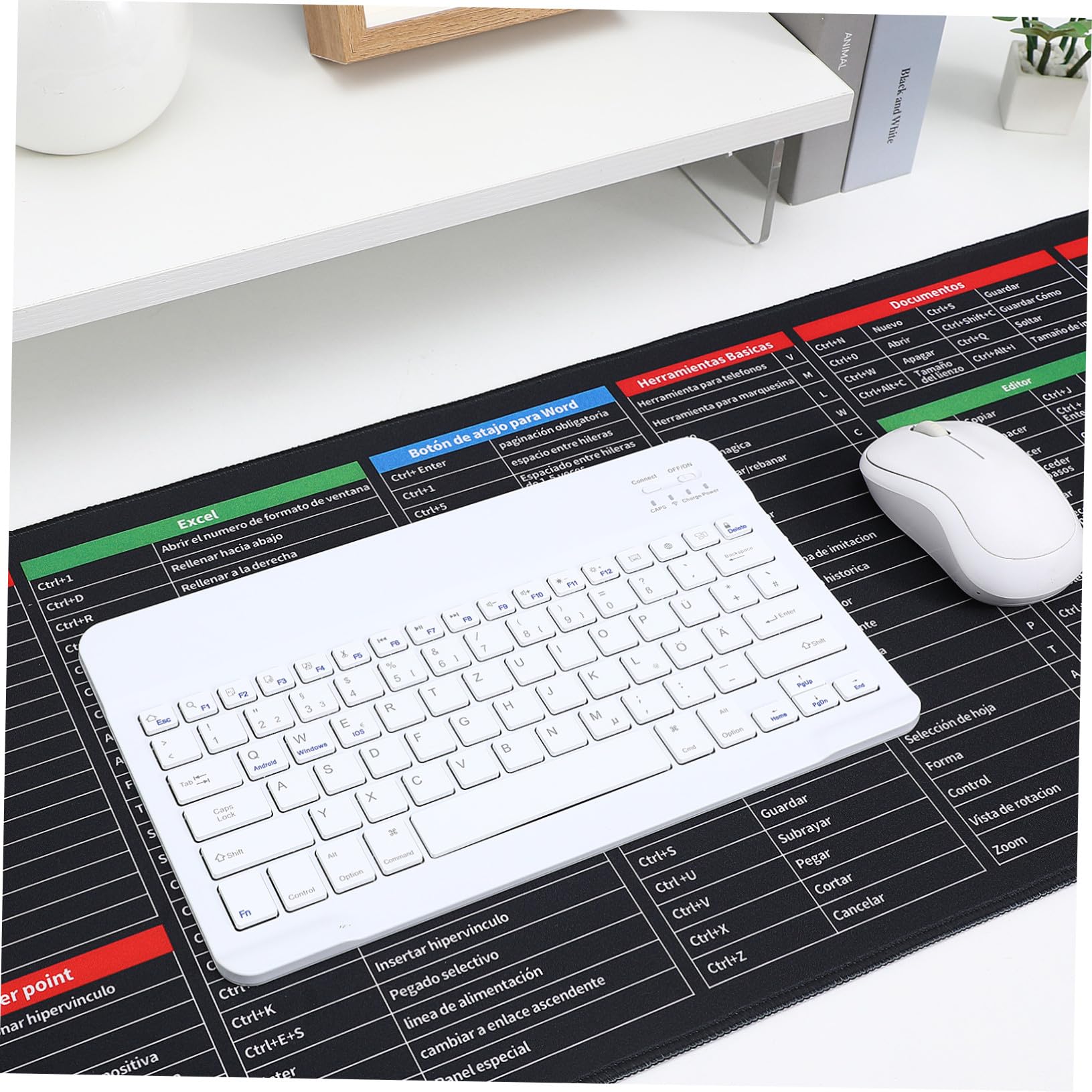 STOBOK Alfombrilla Ratón y Teclado Atajos de Excel, Base de Goma y Tela, Antideslizante, para Oficina, Trabajo y Gaming
