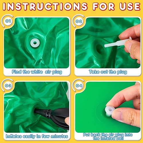 Miniatura 5 de Lewtemi 6 bolas inflables de salto con mango y bomba de aire para ejercicio de juego deportivo al aire libre (rojo, azul, verde, rosa, amarillo,