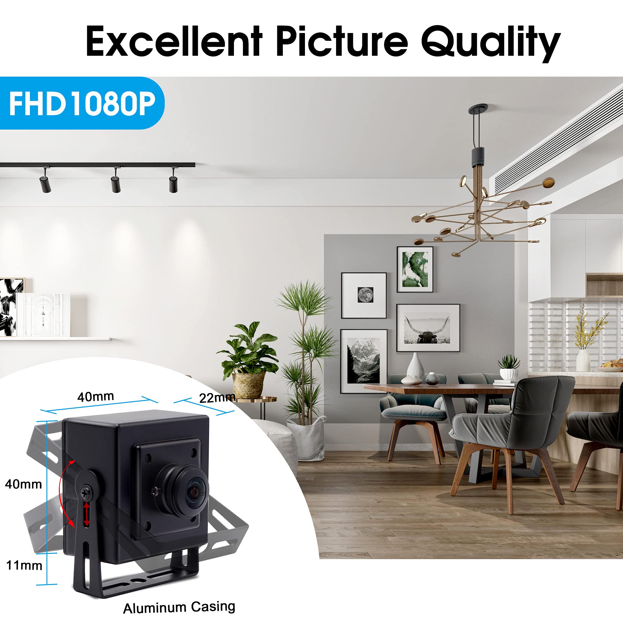 Svpro Cámara web ultra gran angular 1080P 30 fps, cámara industrial USB de alta resolución para sistema de seguridad HD, Plug and Play, cámara de conferencias, Linux, Android y Mac compatible con PC