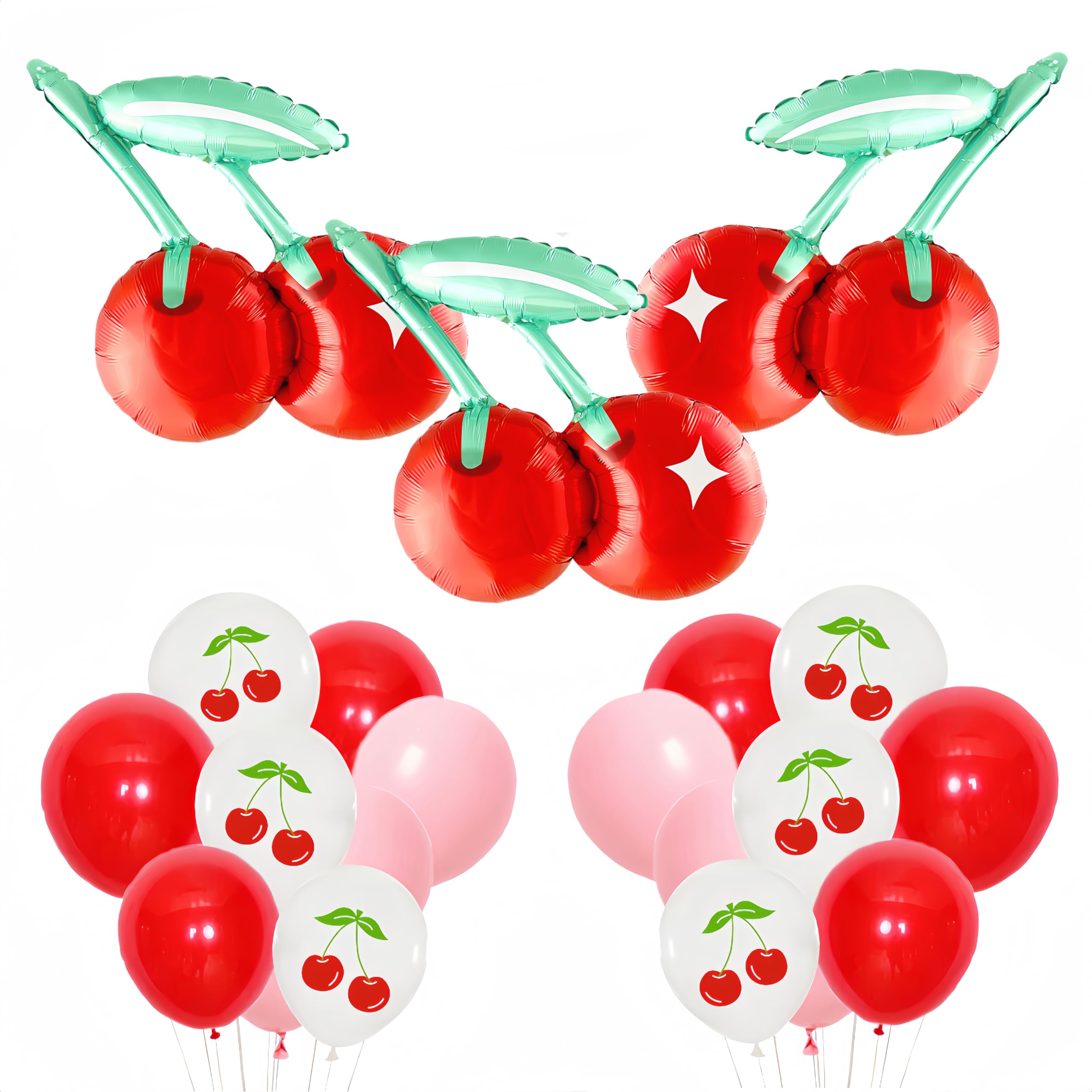 Cherry Balloons 21Pcs for She's The Cherry On Top Party/Valentine's Day/Cherry Theme Birthday Decor for Summer/Berry Cherry Cake Toppers for Girls/Red