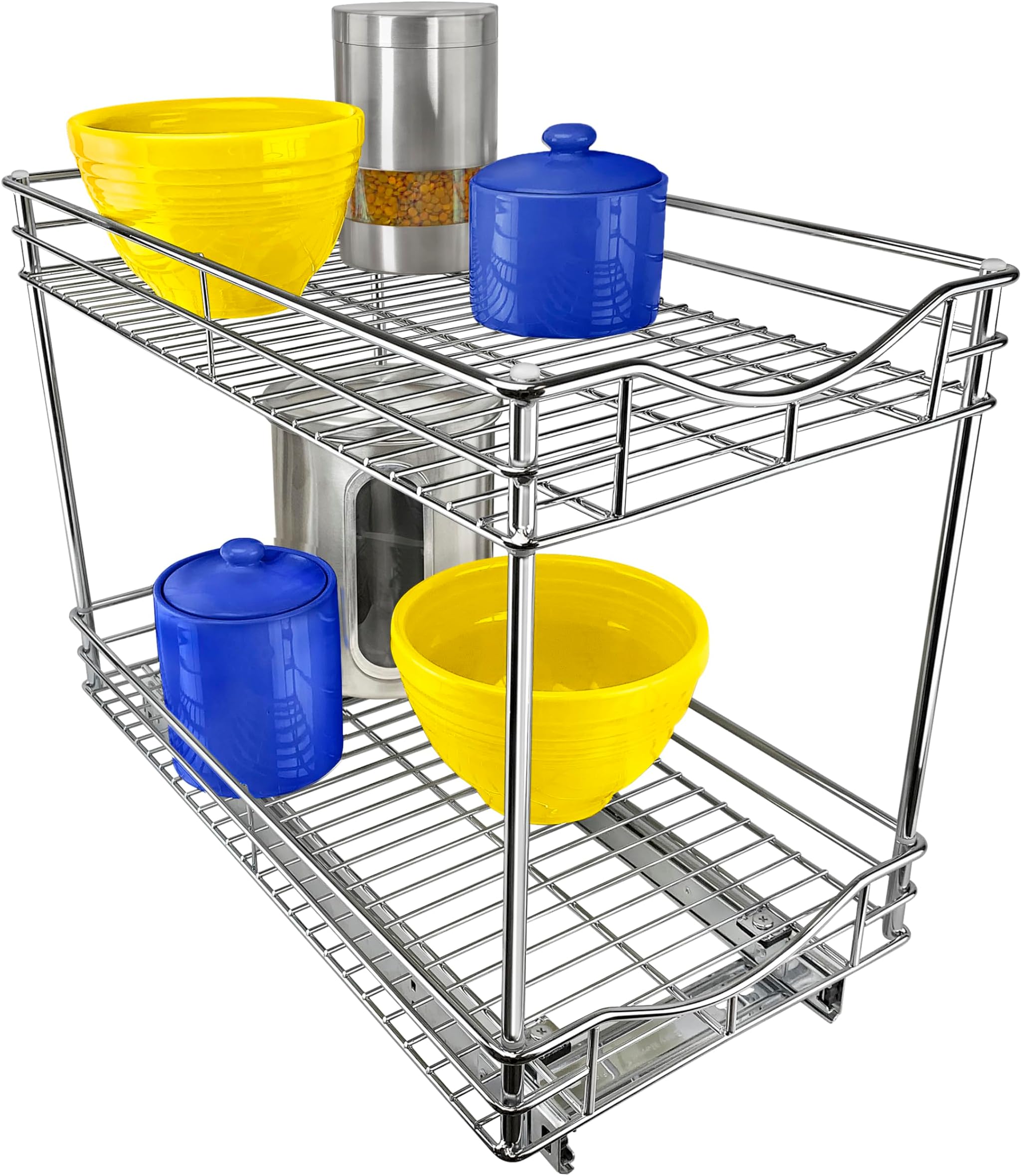 Pull Out Cabinet Organizer - 11" x 21" - Slide Out Cabinet Organizer for Kitchens - Sliding Shelves - Pull Out Drawer, Pots and Pans Storage - Lifetime Ltd Warranty - 2 Tier