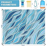 Vista 62 de Beach Blanket Oversized Extra Large 78" X 81",Waterproof Sandproof Beach Blanket 1-7 Adults Lightweight Durable for Travel Camping Hiking Picnic