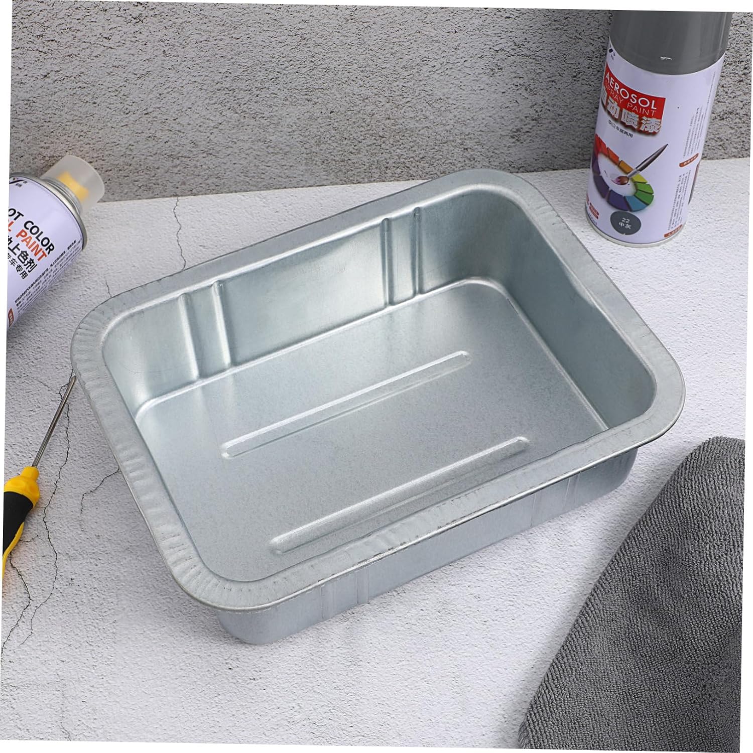 Garneck Heavy Duty 5l Steel Oil Drain Pan Car Engine Oil Collector Large Automotive Fluid Tool for
