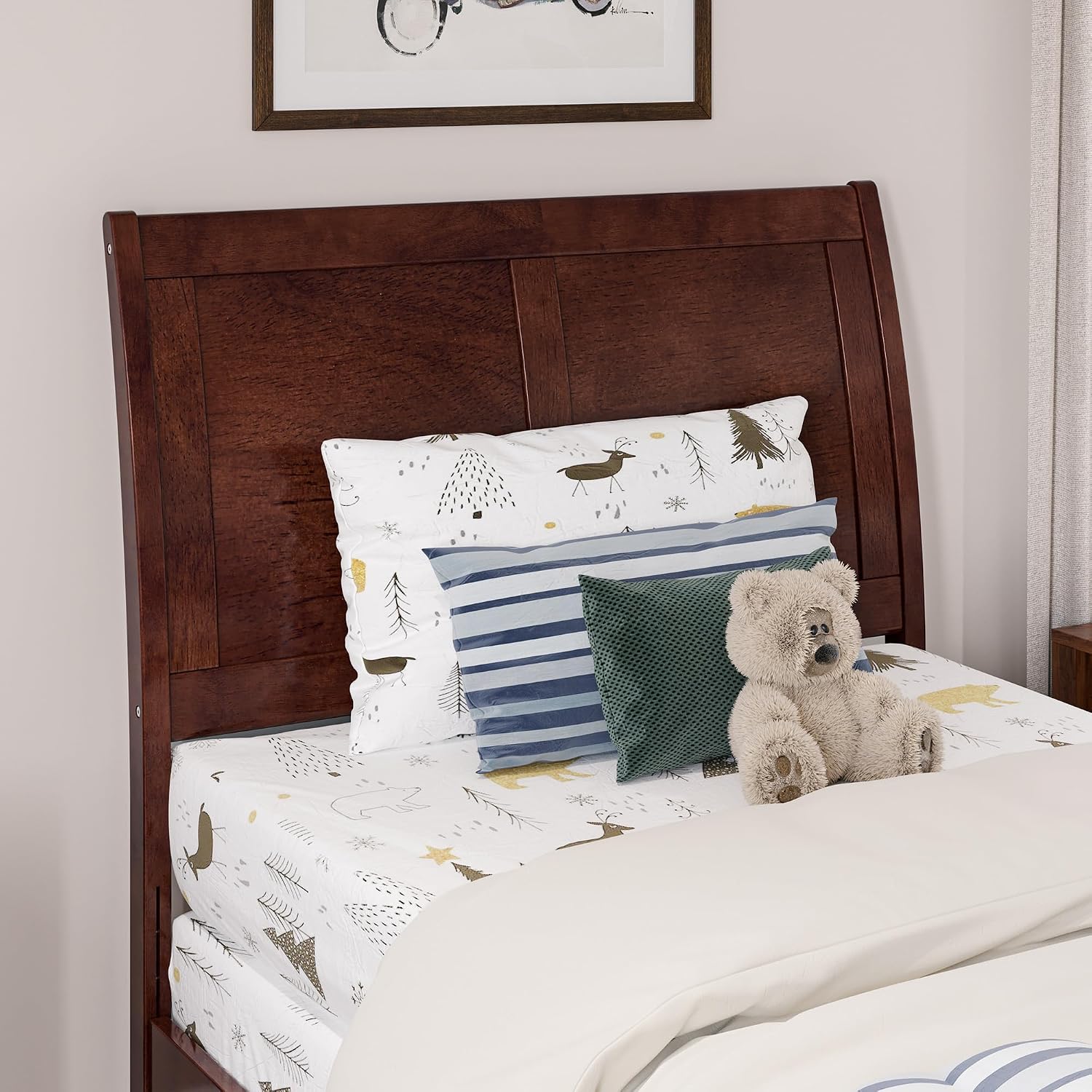 AFI Portland Twin Size Bed with Matching Footboard in Walnut