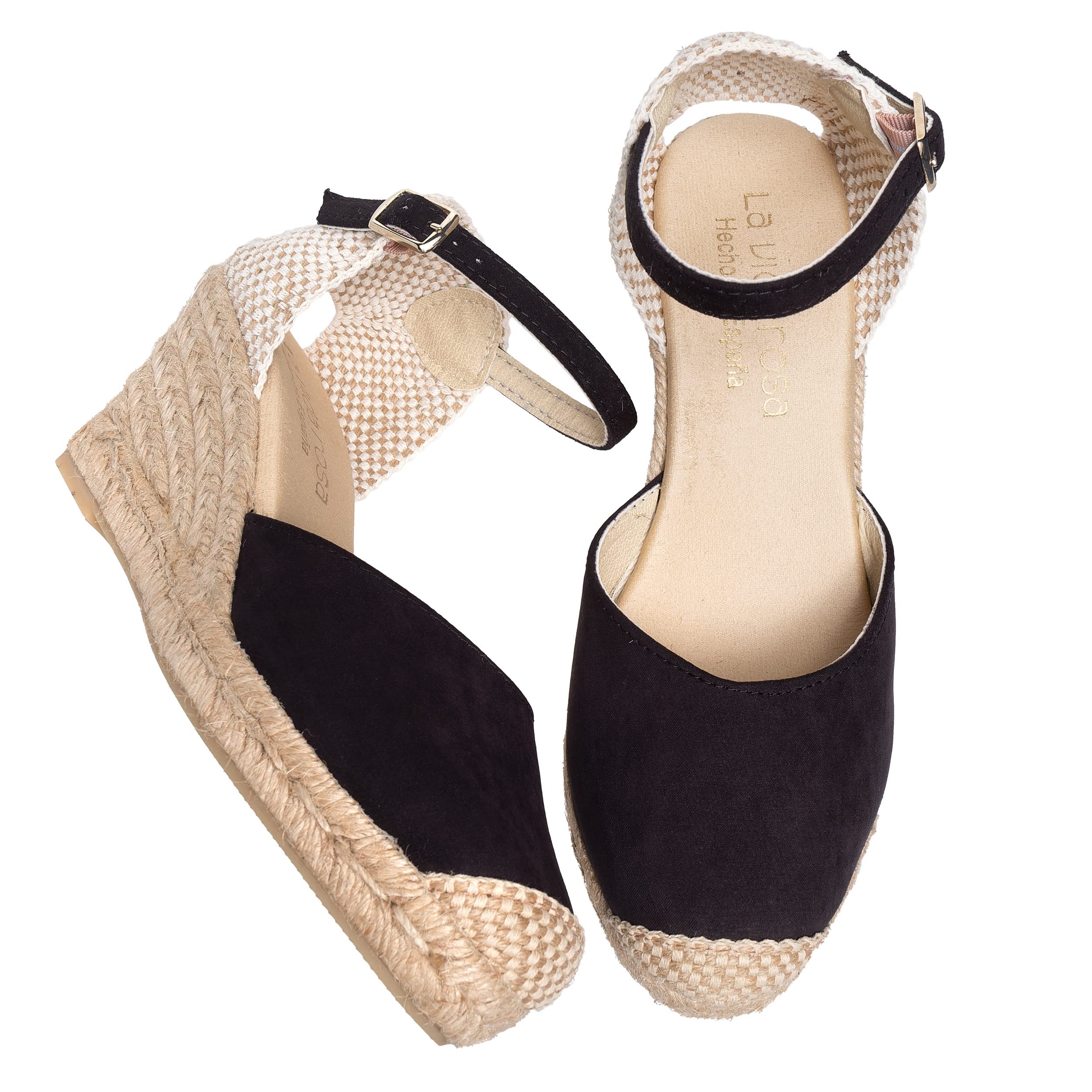 Alpargatas Cuña Cómoda Mujer Hechas en España - Sandalias Yute Natural | Plantilla Foam Acolchada, Cierre Hebilla y Tejido Técnico Transpirable - Zapatos Artesanales Cómodos para Verano y Caminar