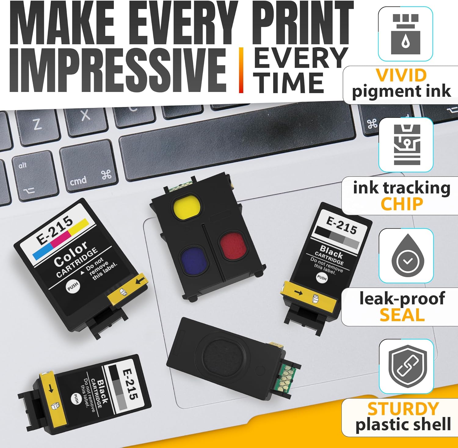 5-Pack Printer Ink Cartridges – 215 Ink Cartridges 3 Black and 2 Tri-Color | Easy-to-Install Inkjet Printer Cartridge Replacements | Sharp Text & Vivid Colors, Combo Pack for Home & Office Printing