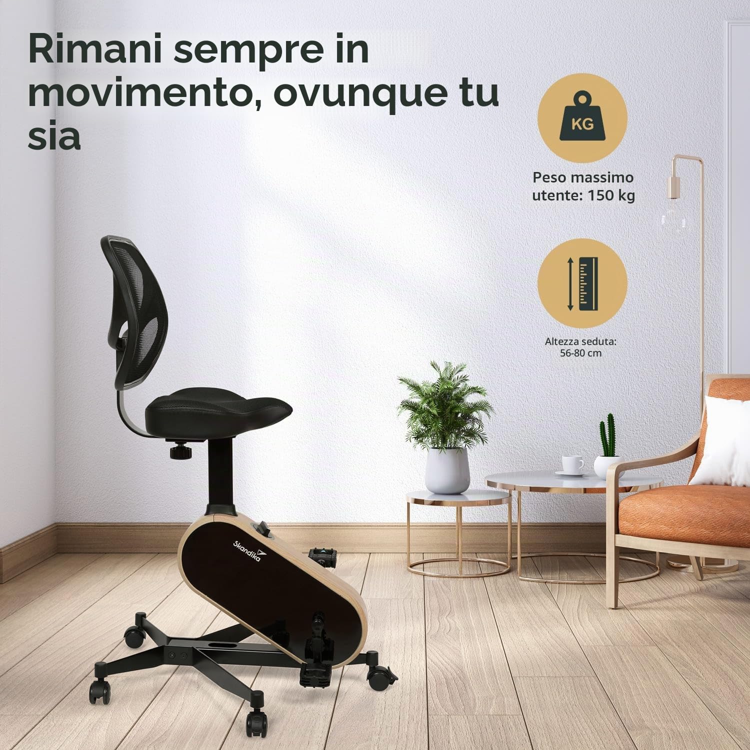 Skandika Liten Mini Cyclette con Computer LCD, 8 Livelli di Resistenza, Braccio e Torace Trainer per la casa, L'Ufficio e la scrivania, Peso utente 110 kg