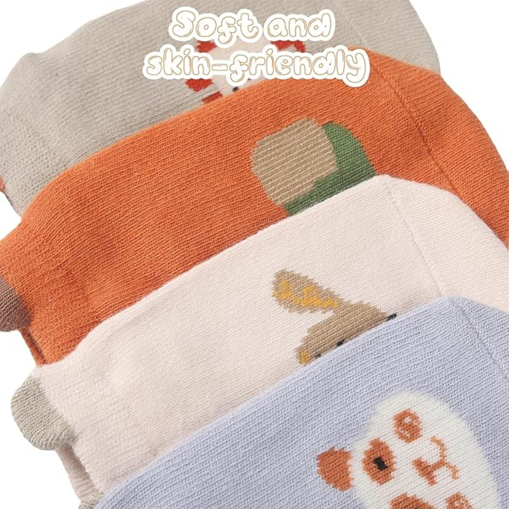AVRIN 6 Pair Baby Socks Set for Infants 0-3 Years, Non Slip Grip Ankle Booties with Sole Anti Skid, Kids Soft Cotton Newborn Footwear, Safe Crawling Toddler Wear, Baby Shower Gift (Free Size) 3