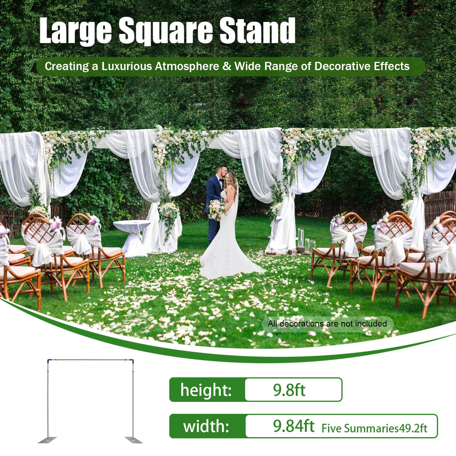 Pipe Backdrop Stand Support Kit 10'x 50' Large Heavy Duty Background Support Curtain Drape Stage Backdrop with Base, for Wedding Party Photography Show