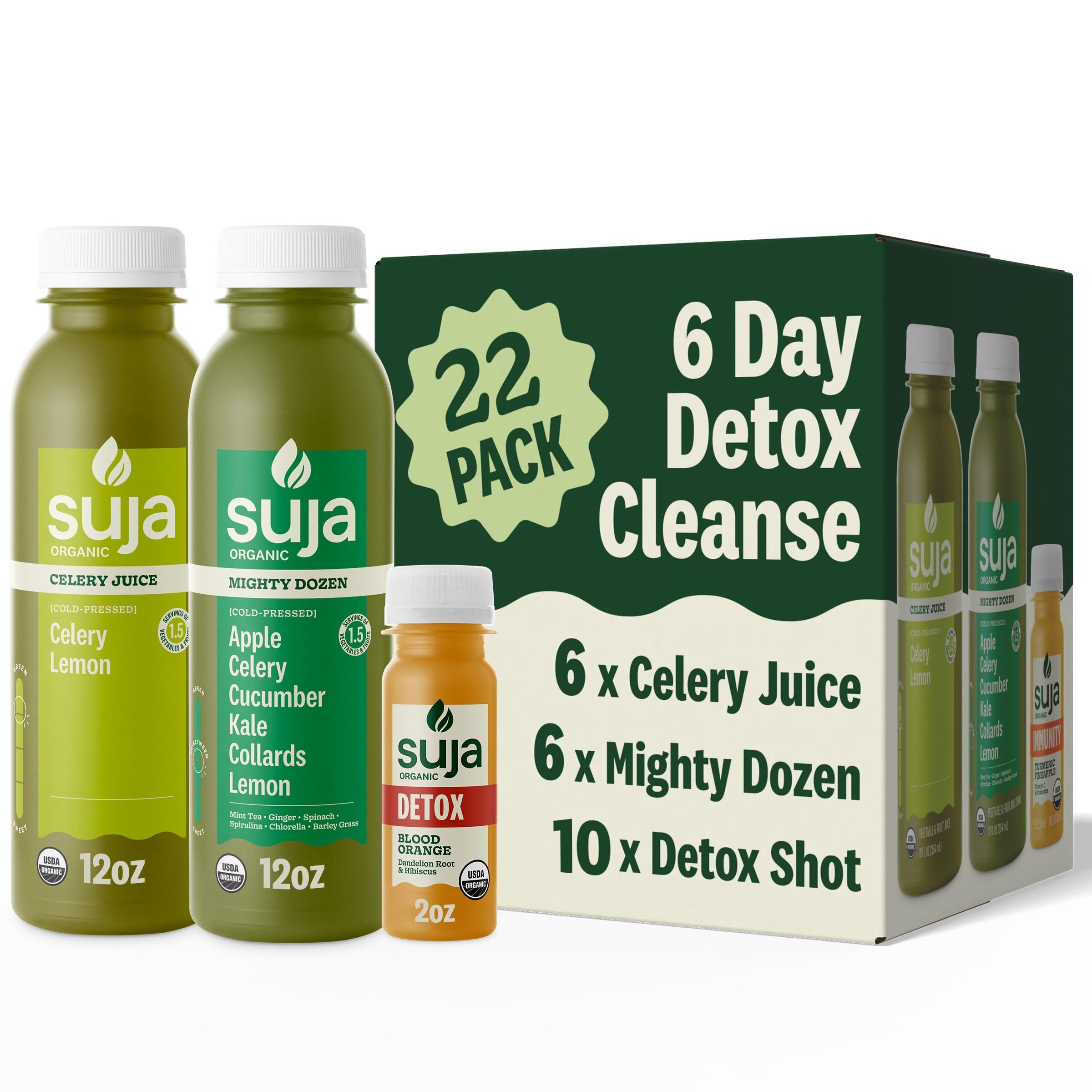 Suja 6-Day Cold-Pressed Juice Detox Cleanse, Organic, Fresh Pressed Juice with No Added Sugar, Supports Immune & Digestive Health, Plant-Based, Gluten-Free & Beginner Friendly (6 Day Detox Cleanse)USDA Organic