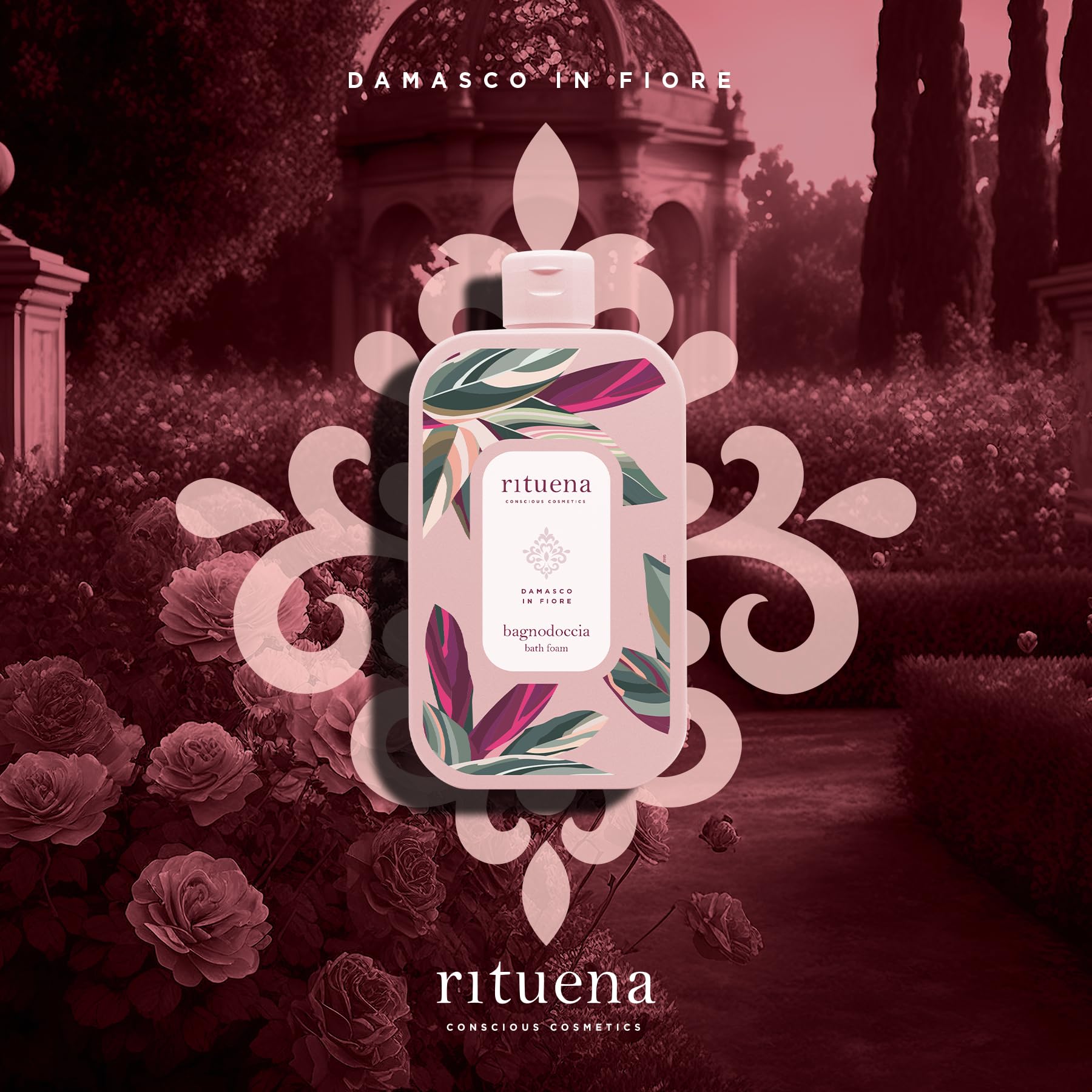 RITUENA | Damasco in Fiore, Confezione Regalo, Docciaschiuma 400ml + Crema Corpo 200ml in Elegante Scatola in Latta, Fragranza Elegante Ispirata ai Fiori di Damasco