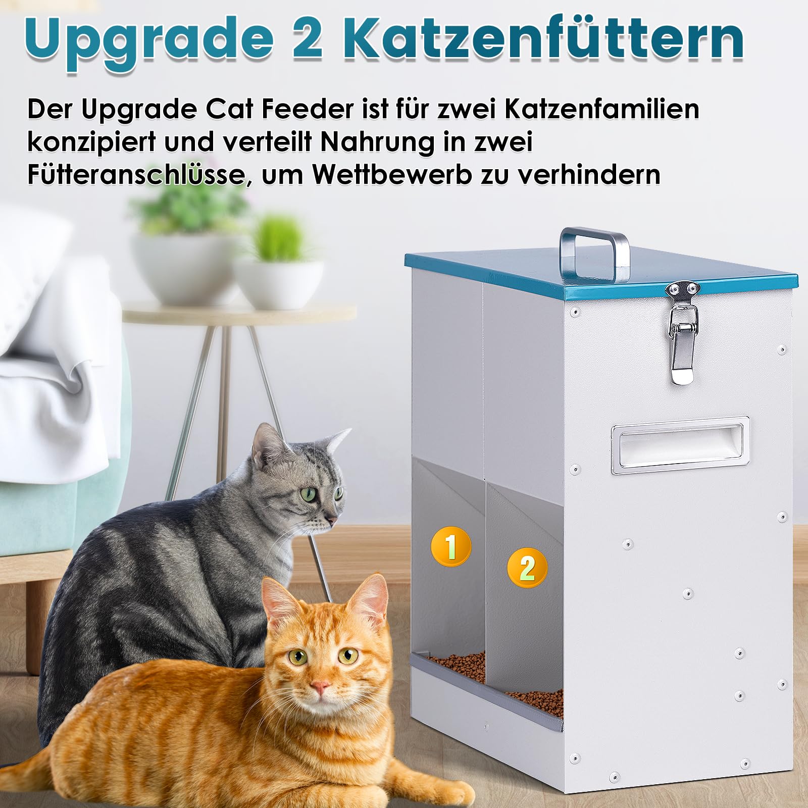 Automatischer 2 Katzen futterspender Futterautomat Katze Doppeltrichter