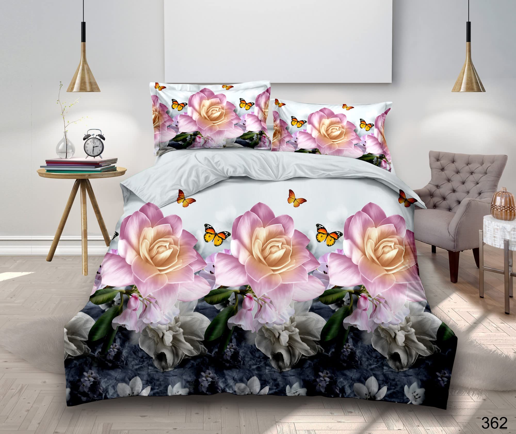PRIME LINENS 3D Duvet Cover Set 4 Piece Microfiber Printed Design Quilt Cover Bedding Set with Pillow Cases and Extra Fitted Sheet Machine Washable (Super King 4 piece, 3D Printed 362) — image 1