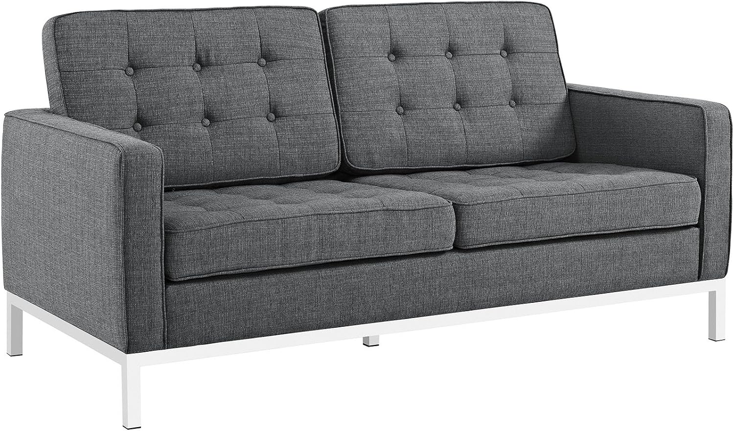 Modway Loft Upholstered Fabric Mid-Century Modern Loveseat In Gray
