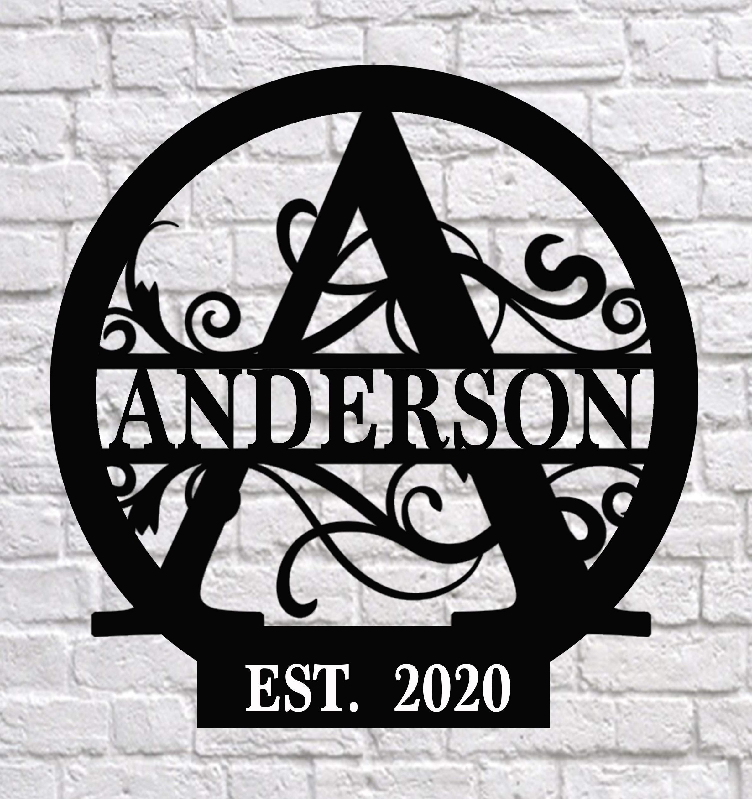 Personalized Metal Monogram Sign EST. Wedding Gift. Family Name Sign. Outdoor Name Sign. Anniversary. Last Name Sign. Metal Sign. Front Door.