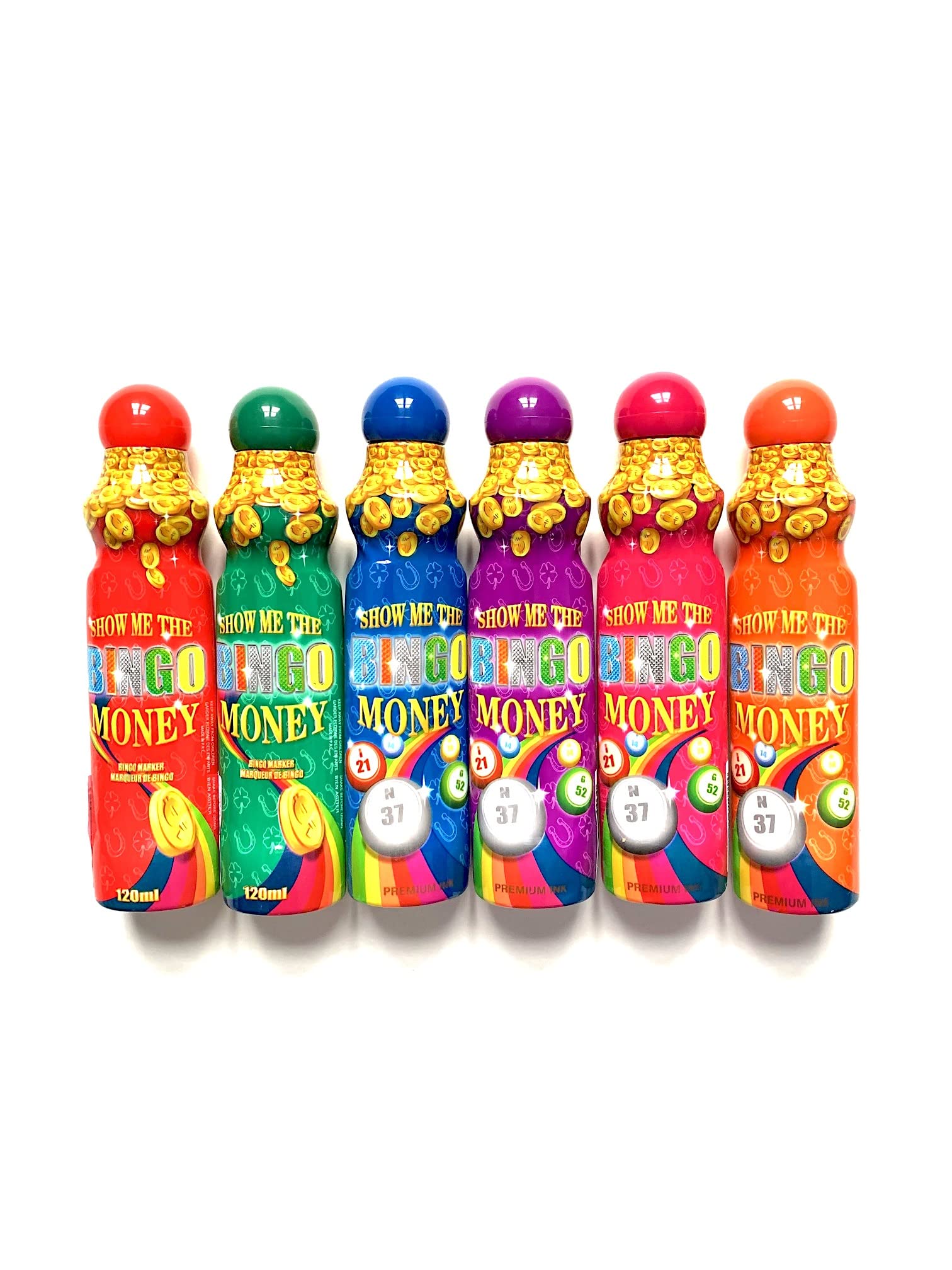 United Novelty Bingo Daubers- Show Me The Money 4oz Daubers- Set of 6 Daubers- One of Each Color