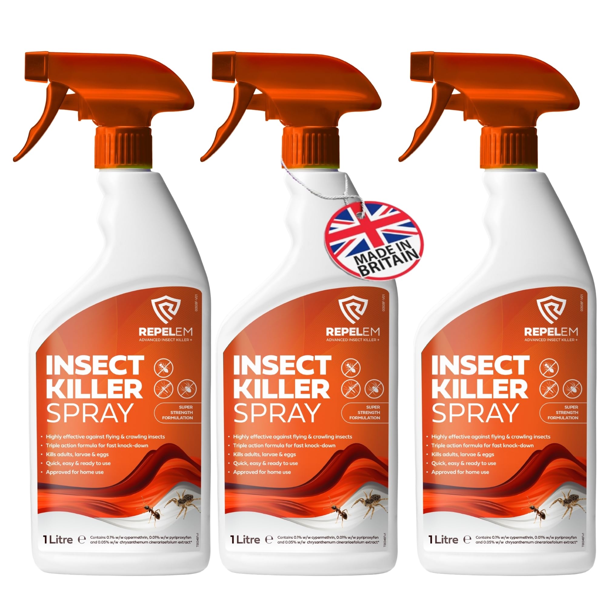 REPELEM Insect Killer Spray - Professional Strength Flying & Crawling Insect Treatment For The Home, Effectively Targets Flies, Ants, Spiders, Woodlice, Silverfish, Ticks, Wasps & Dust Mites, Large 3L โ image 1