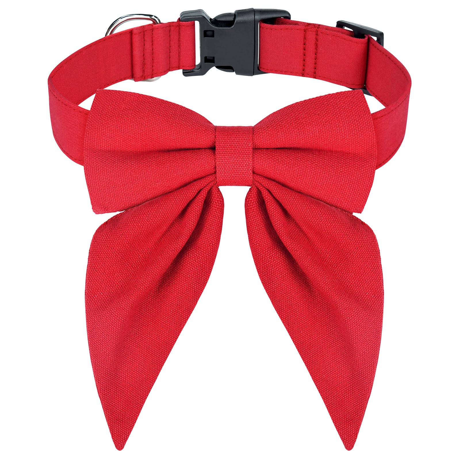 Malier Christmas Dog Collar with Bow tie, Classic Red Dog Christmas Collars for Girl and Boy, Cute Adjustable Holiday Puppy Collars for Small Medium