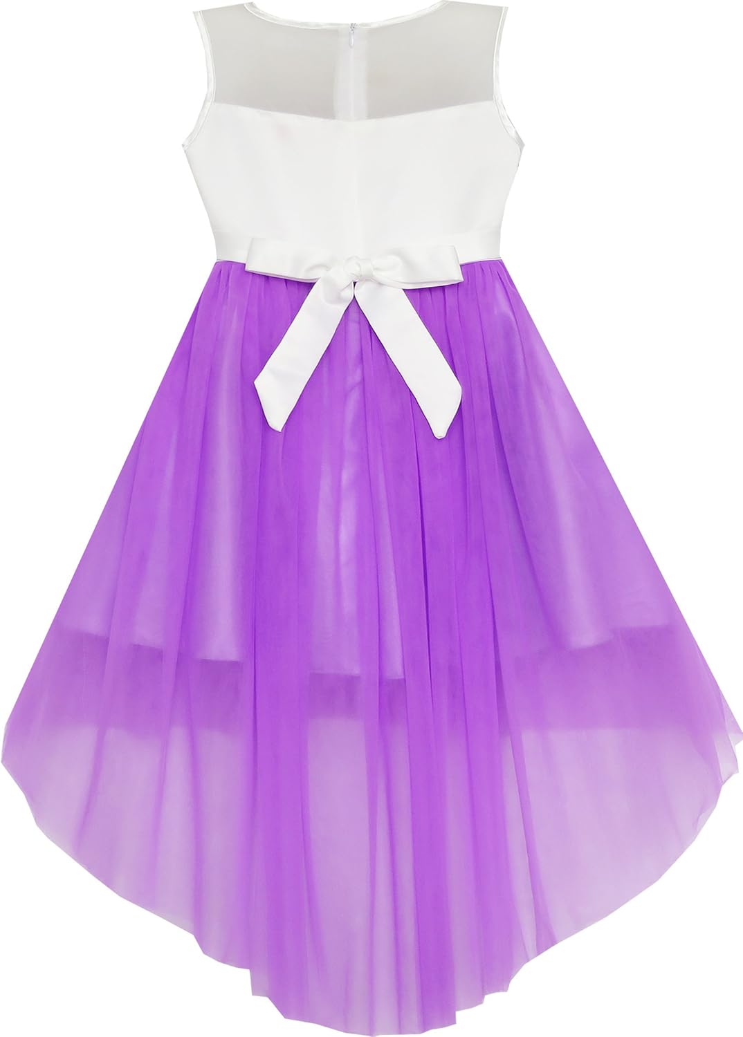 Sunny Fashion Flower Girl Dress Champagne Sequin Hi-Low Wedding Bridesmaid - Image 2