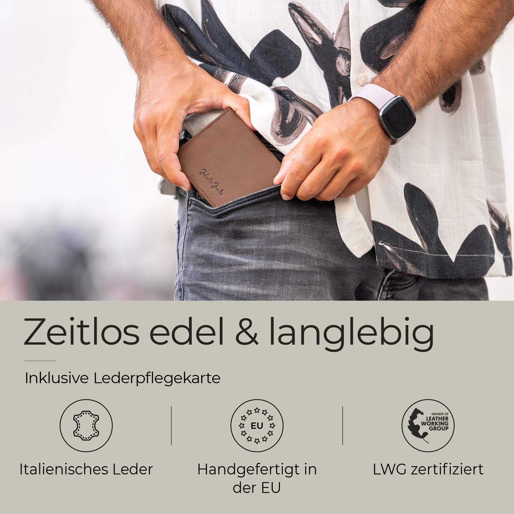 Jaimie Jacobs Flap Boy - Das Original Magic Wallet mit Münzfach RFID-Schutz Magischer Geldbeutel magisches Portemonaie Brieftasche mit Kleingeldfach Herren echtes Leder (Büffelleder Braun)