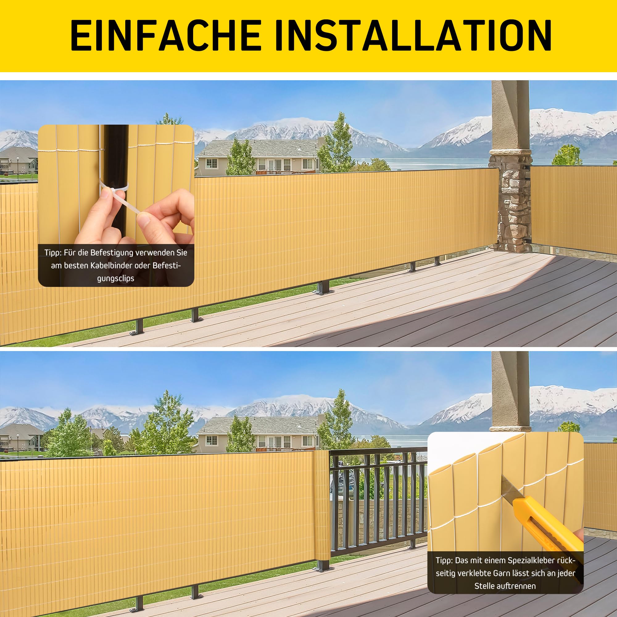 Ribelli PVC Privacy scherm - Balkon windscherm - Privacy hek panelen, kleur:antraciet, artikelen:PVC-privacymatrix, dimensie:80 x 300 cm