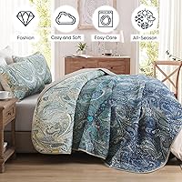 Vista 188 de DJY Juego de edredón de cachemira marrón, tamaño Queen, juego de colcha bohemia de 3 piezas, ropa de cama de microfibra suave y ligera con estampado