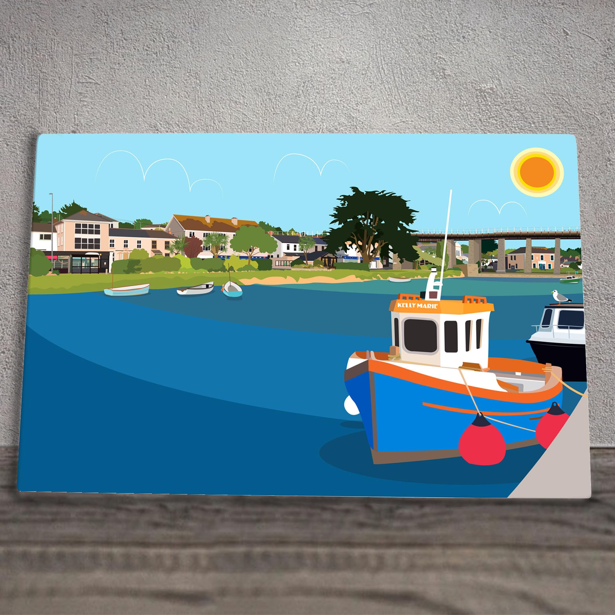 Global Designs Hayle Ceramic Tile Picture Plaque Nautical Boat Fishing Sign Wall Art By Kate Pearson 20x30cm