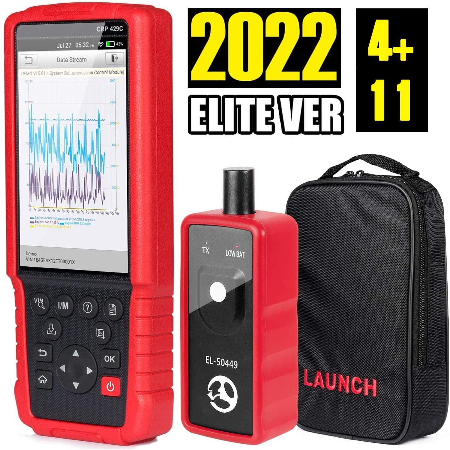 LAUNCH OBD2 Scanner CRP429c2022 Enhanced Check Engine ABS SRS