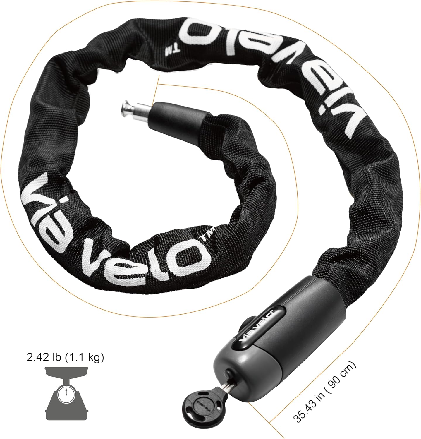 Via Velo Bike Lock 2 Sets U Lock Sold Secure Silver 15mm Shackle, 9x4.5in and Bike Chain Lock, 8mm Chain, 2.96ft Length, Same Key System 6 Keyed Alike Keys, for All Bikes, Electric Bikes