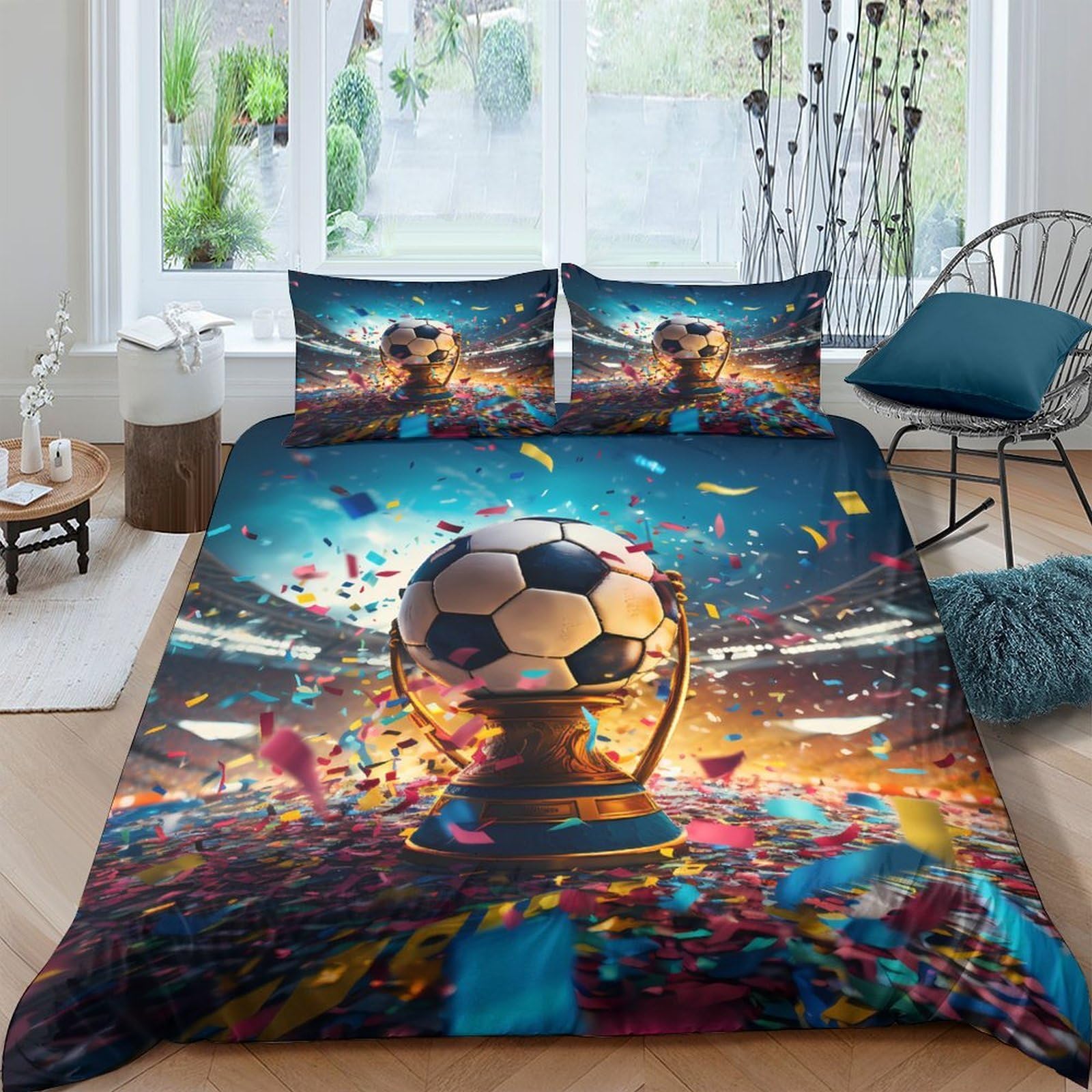 Ctjqhvkz Style-9 3D Printed Stadium Night Fitted Sheet Microfiber Soft Football Trophy Bed Cover For Bedroom Guestroom Decor Machine Washable Single（135X200cm）
