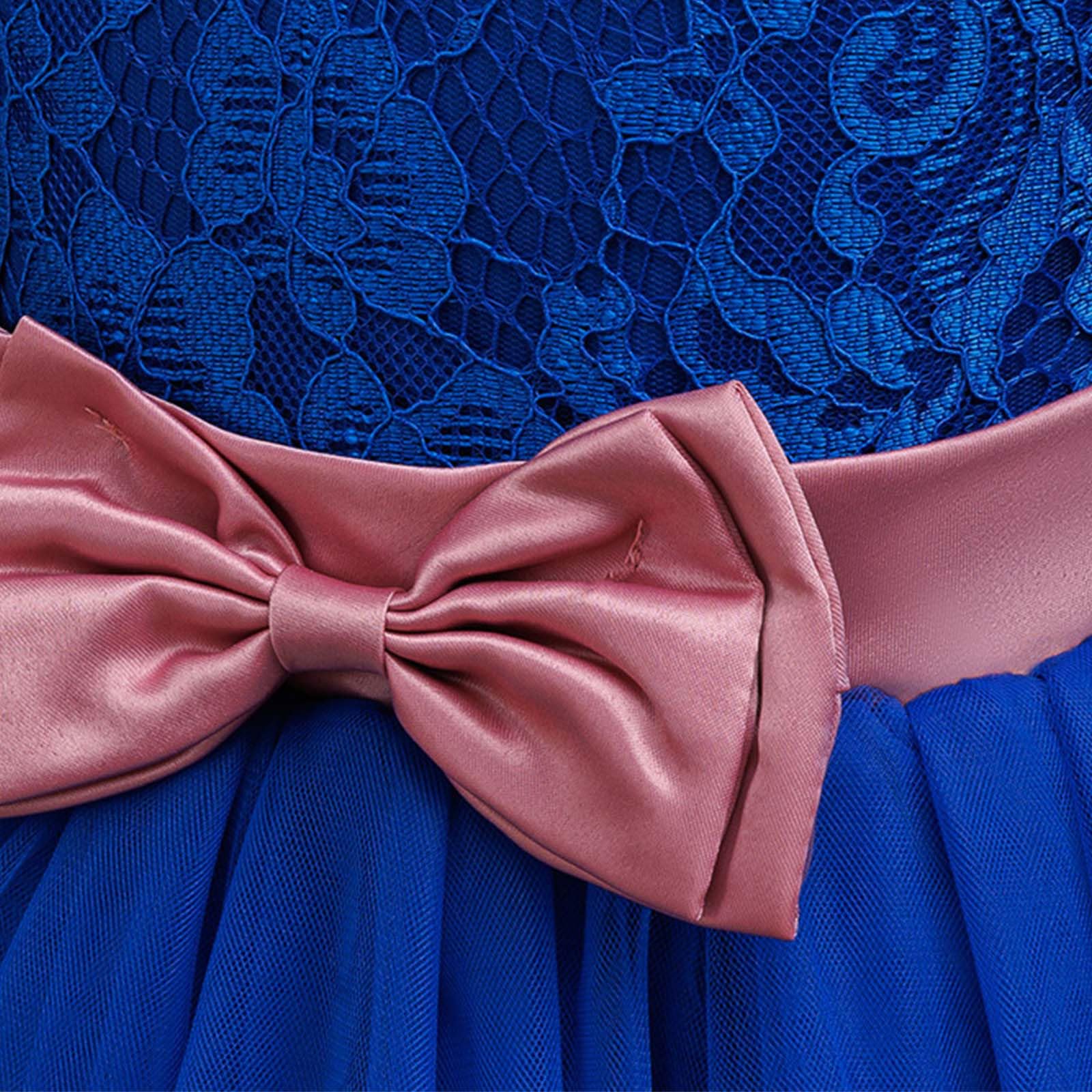 Generisch Festliches Kleid MäDchen - Elegantes Partykleid für Kleinkinder Leichtes mehrlagiges Mesh-Kleid mit vollständig gefüttertem Oberteil weicher Satinschärpe