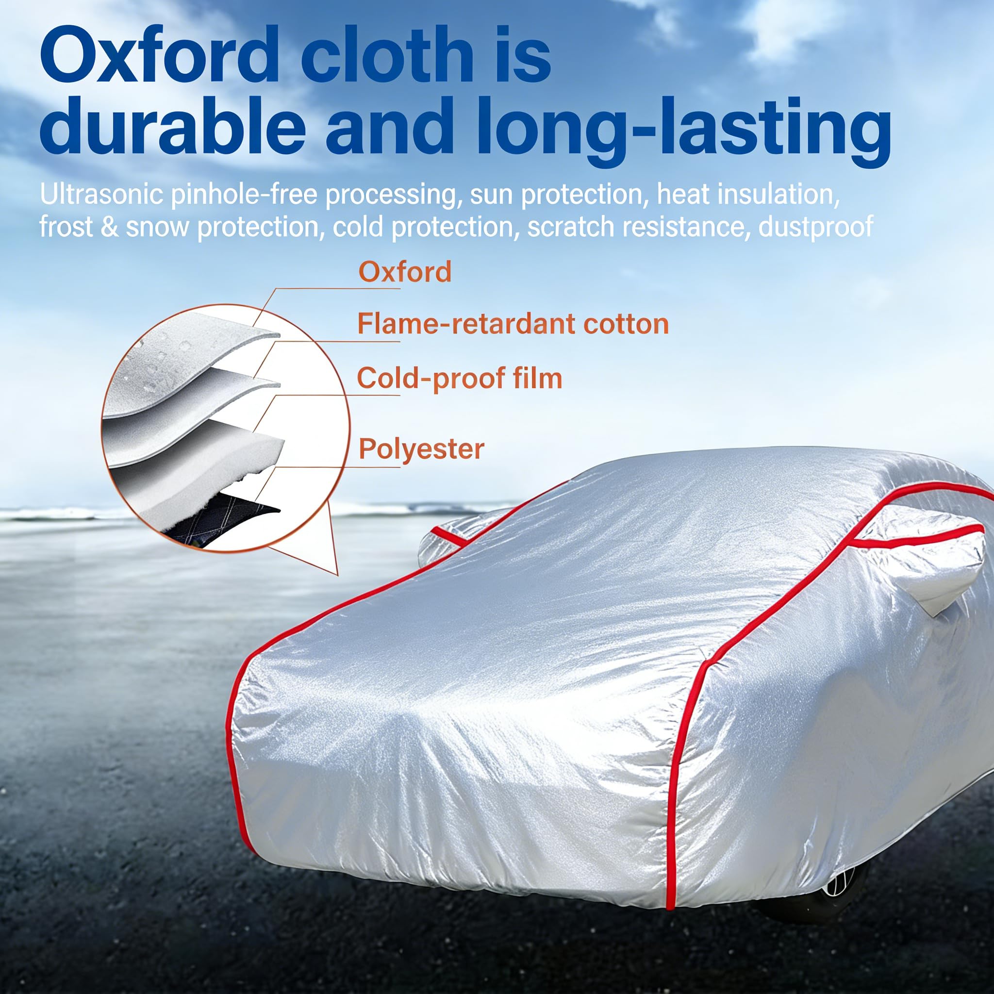 Funda Coche Antigranizo para EBRO S400 SUV 2025-,Cubierta de Coches Exterior Impermeable,Lona Coche Transpirable Antigranizo Antinieve,con Cremallera Exterior