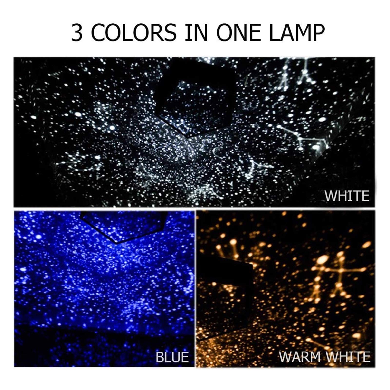 3 Color Night Light for Kids Rotating Star Night Lights for Boy Girl Moon Sky Projection Lamp Bedroom — view 6