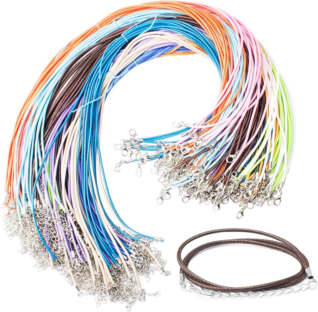 FASOTY 120 Pack 2mm Necklace Cord Bulk with Clasp for DIY Necklace Bracelet Jewelry Making, 18" Inches