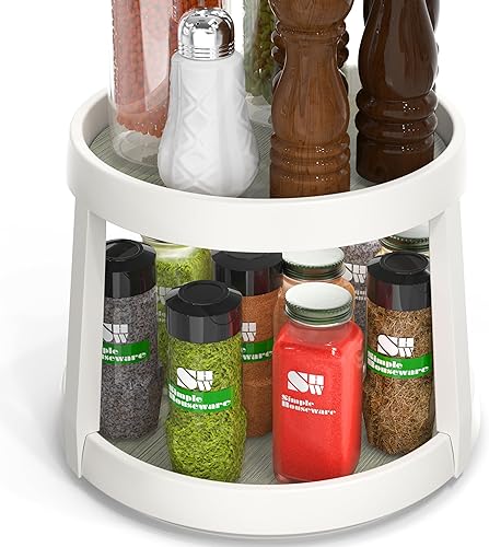 Miniatura 2 de Simple Houseware Plataforma giratoria de 2 niveles Lazy Susan organizador multifuncional, arce
