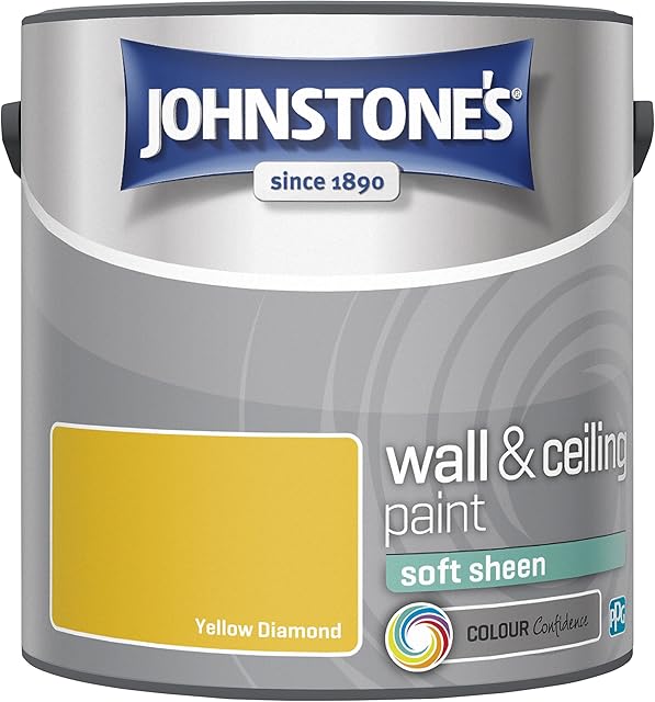 Johnstone's - Wall & Ceiling Paint - Yellow Diamond - Soft Sheen Finish - Emulsion Paint - Fantastic Coverage - Easy to Apply - Dry in 1-2 Hours - 12m2 Coverage per Litre - 2.5L