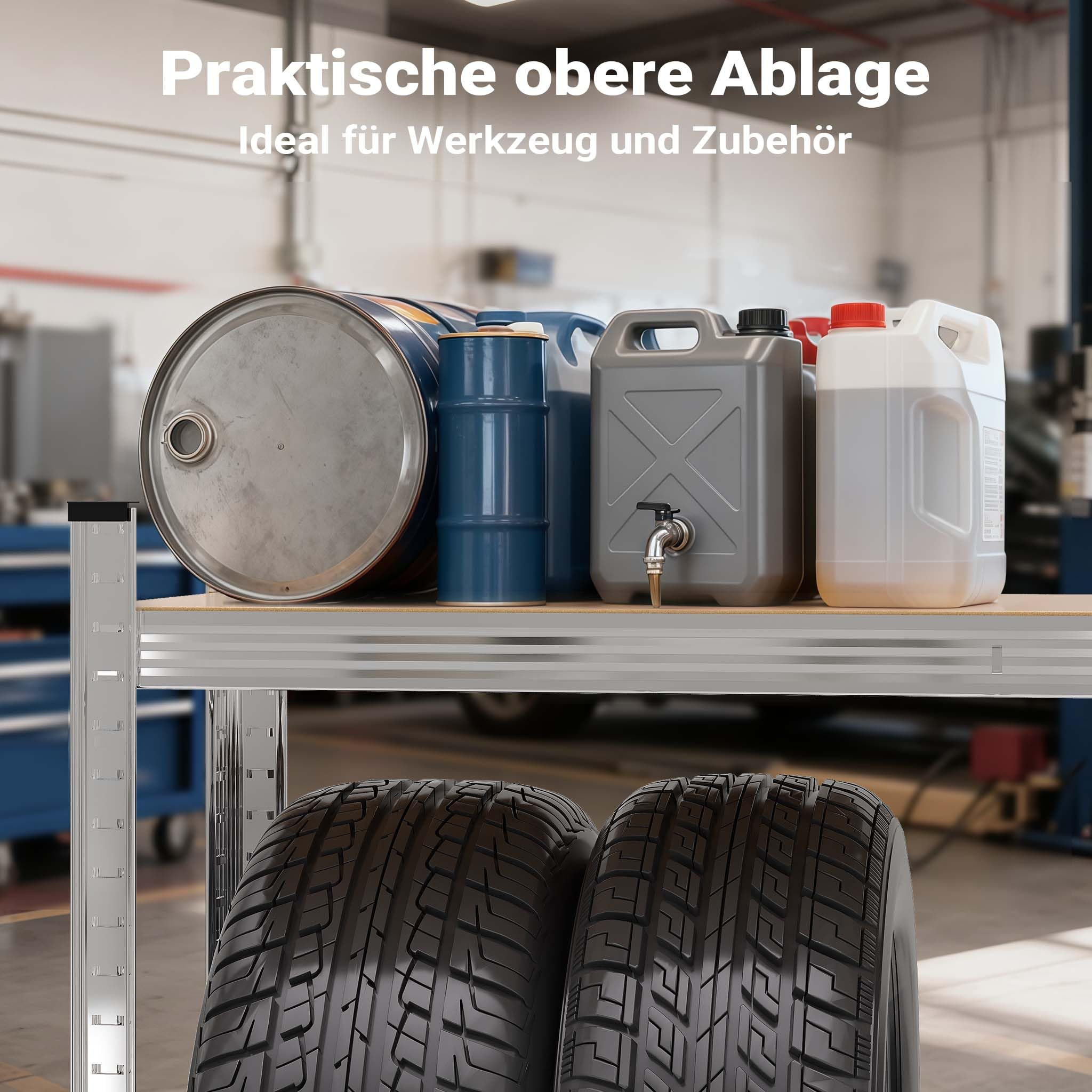 Wiltec Reifenregal – 180 x 120 x 40 cm – bis 795 kg – für 8 Reifen – aus Stahl – Werkstattregal Lagerregal Reifenständer Schwerlastregal