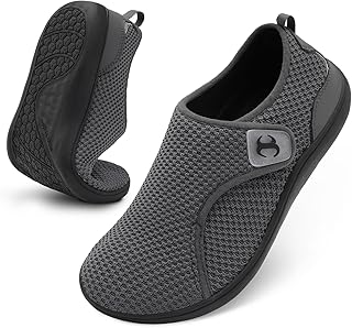 Mens Walking Shoes Wide Diabetic Orthopedic Recovery Shoes Comfortable Lightweight Barefoot Zero Drop Sneakers Adjustable ...