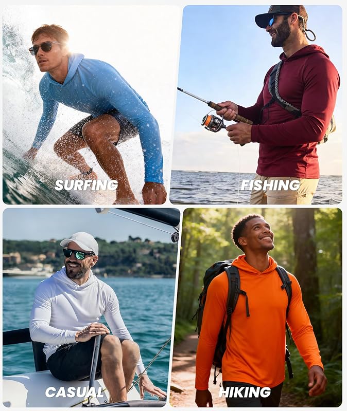 ZITY 5 Pack Men's Sun Protection Long Sleeve Hoodie UPF 50+ Fish Sweatshirt image 5
