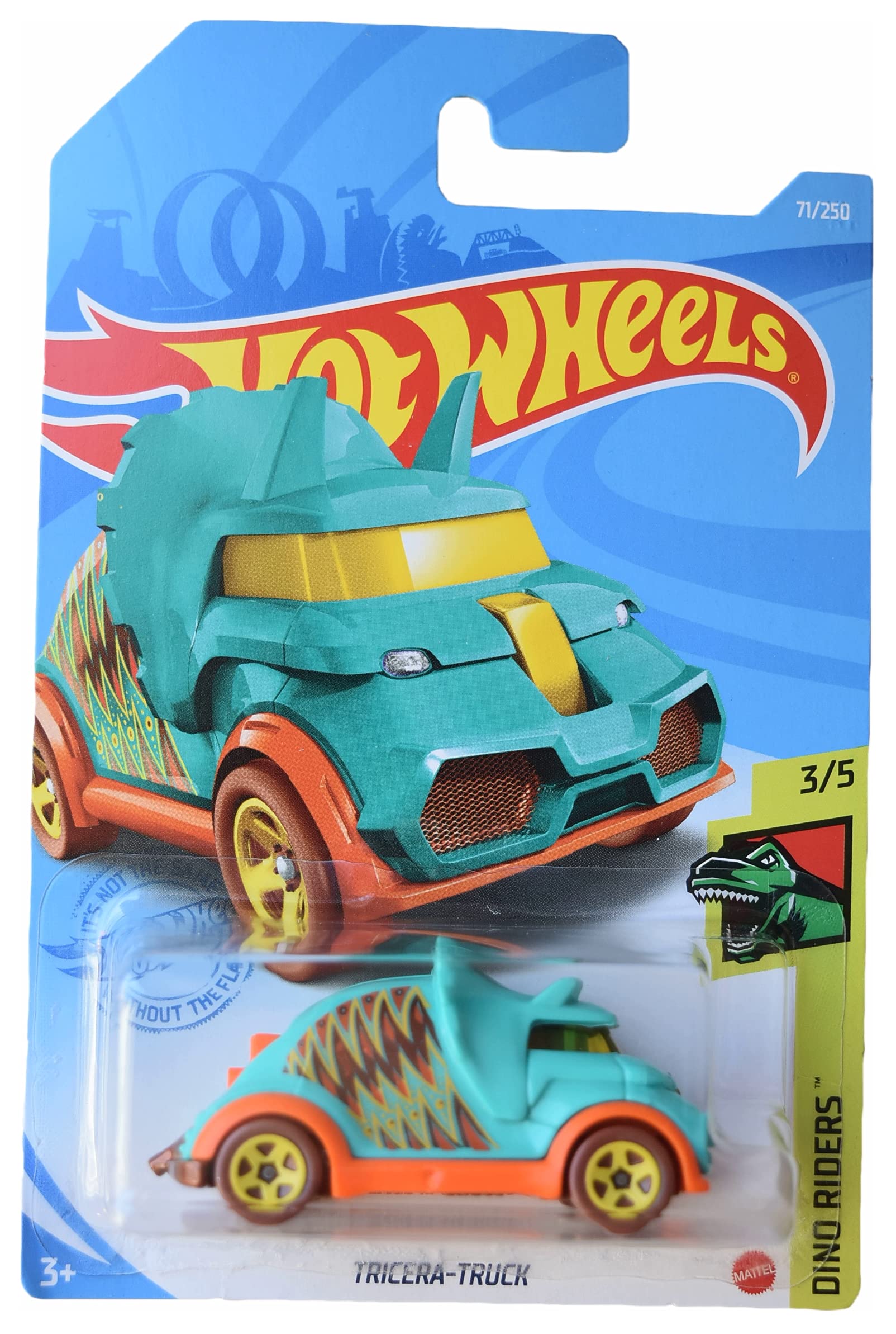Hot Wheels Tricera Truck, [Green] 71/250 Dino Riders 3/5