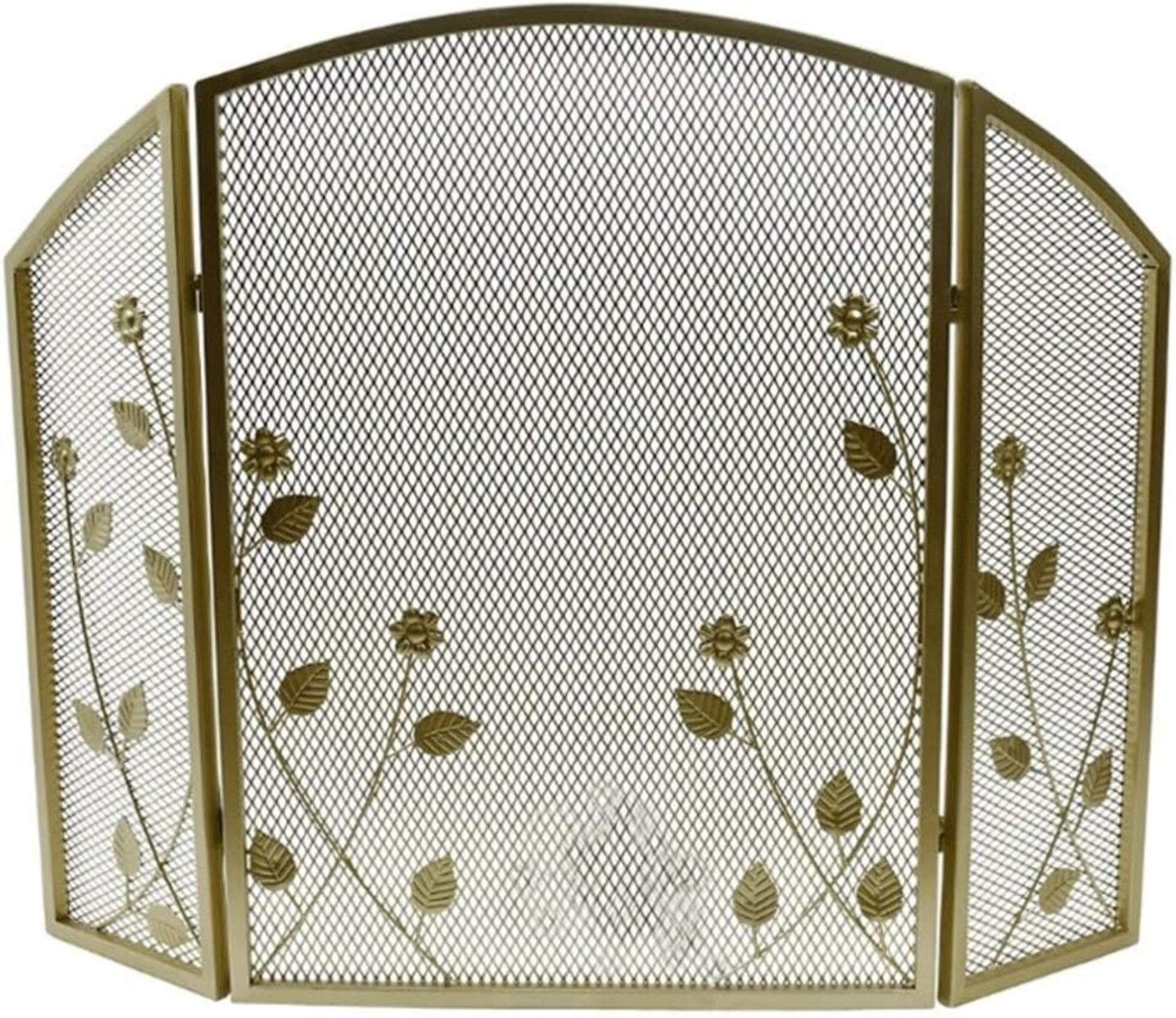 Ecran de cheminée noir antique en fer forgé vintage chic 78cm