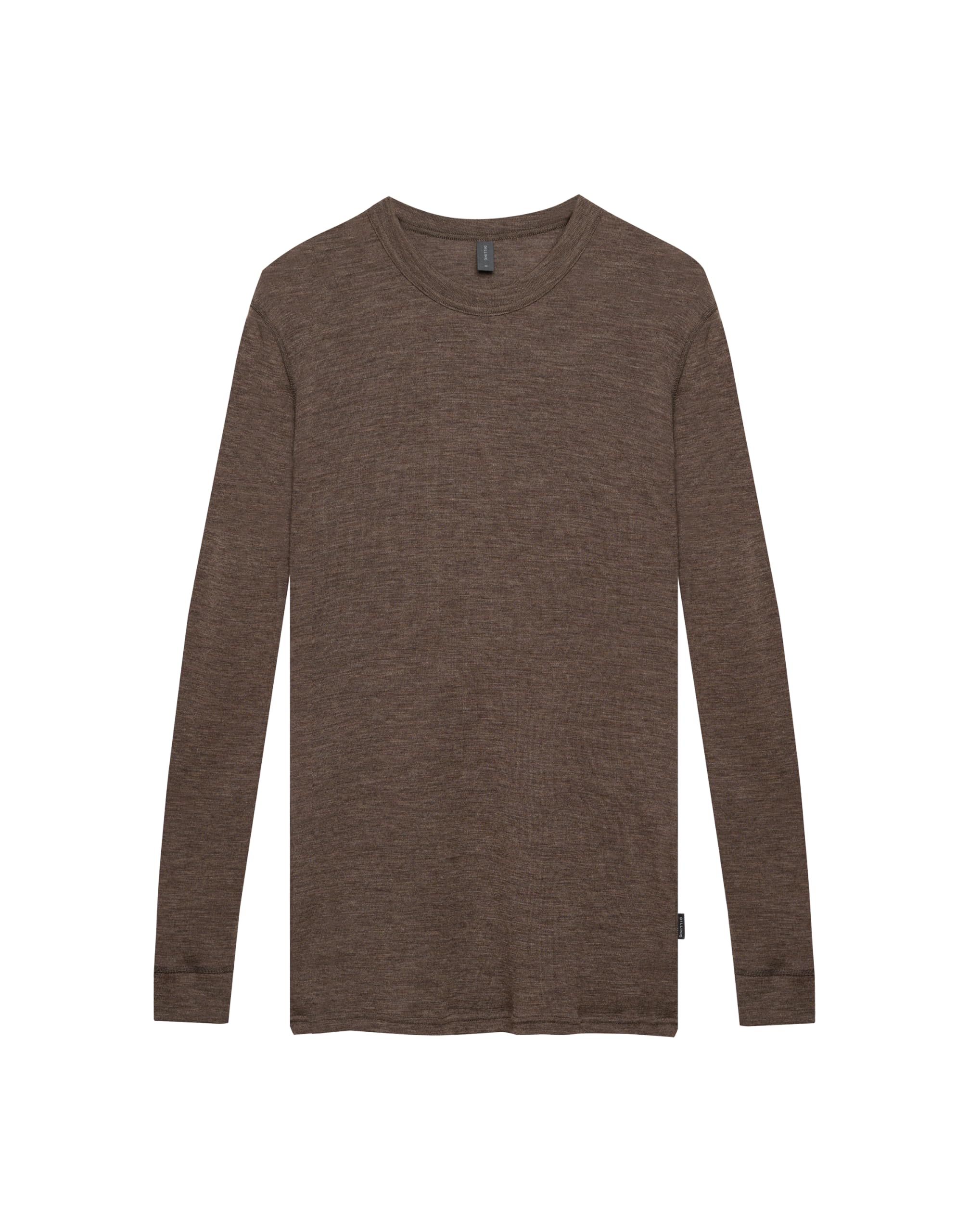 Dilling T-shirt à manches longues en laine mérinos pour homme, noisette, M