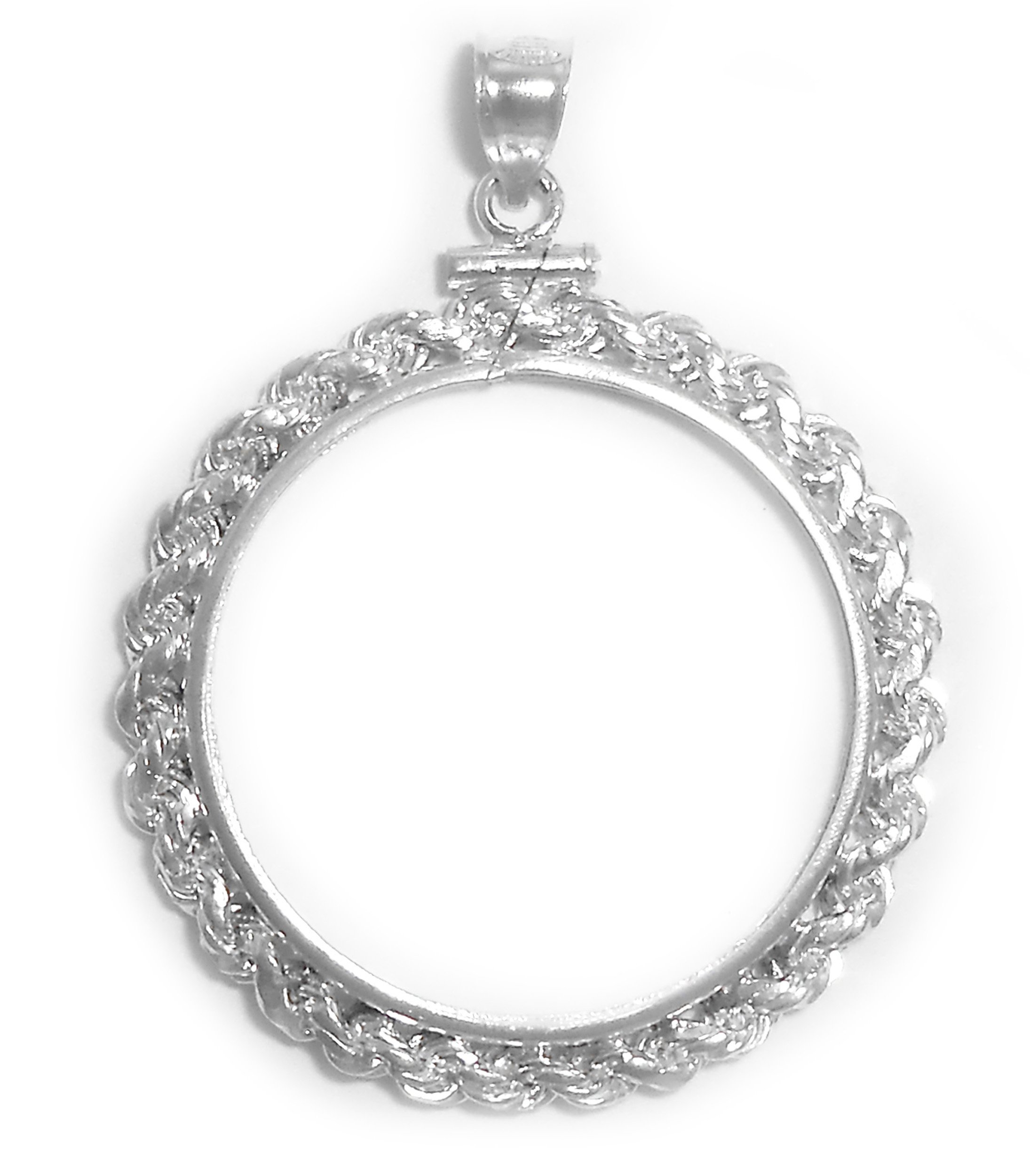 Flintski Jewelry Coin Bezel 1/2 oz $25 Eagle Sterling Silver Rope