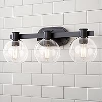 Vista 1 de Tawson Dan Modern Farmhouse - Lámpara de tocador de 3 luces industrial con pantalla de globo de vidrio transparente para dormitorio, pasillo