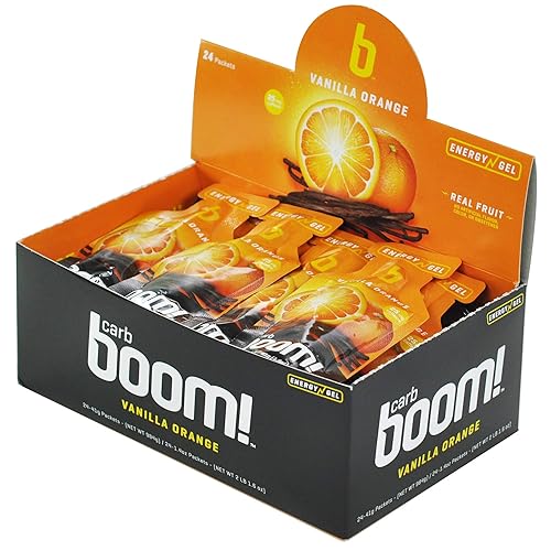 Boom Nutrition - Carb Boom Energy Gel - Geles energéticos saborizados con frutas - Gel de entrenamiento - Gel energético para ciclismo - Gel de