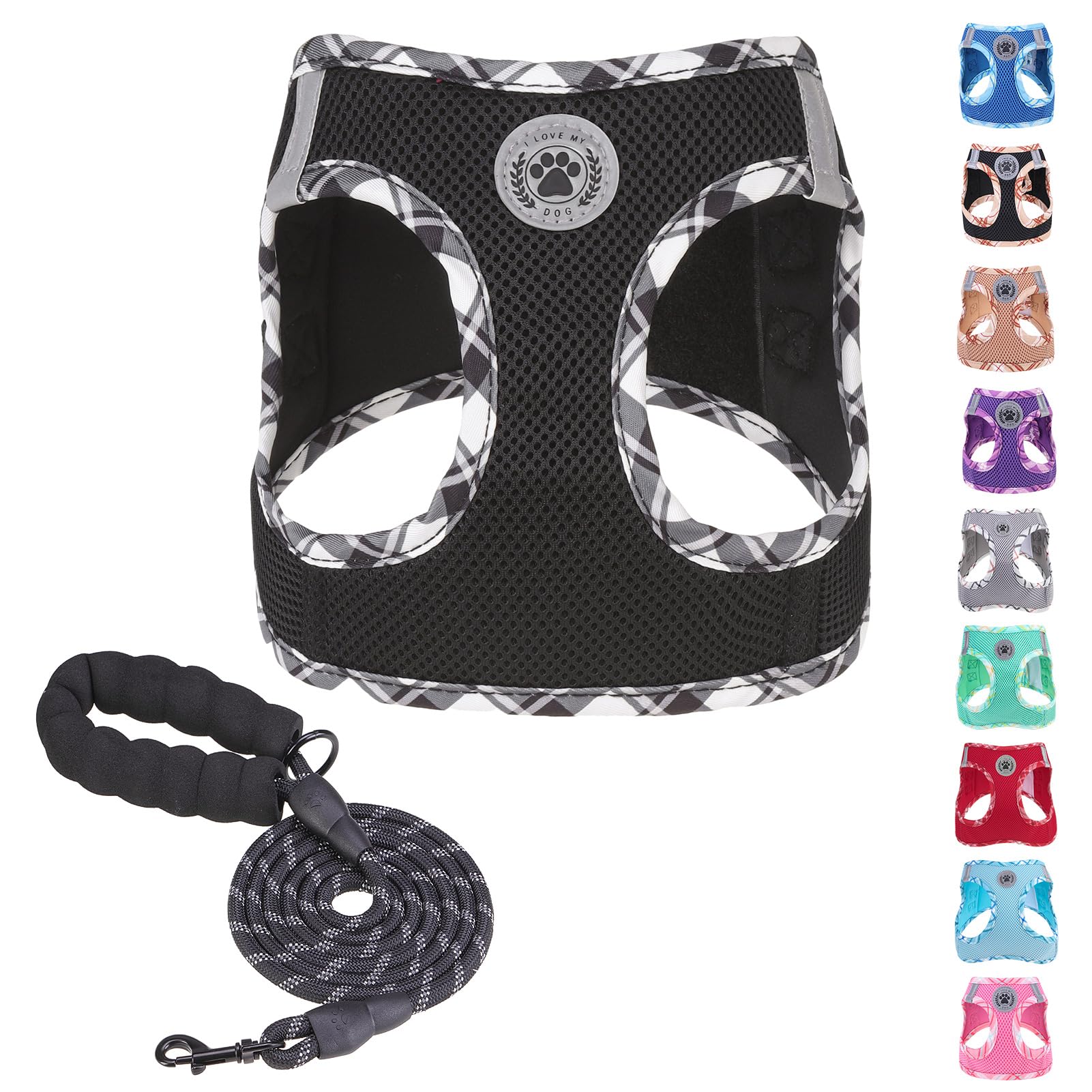 BEAUTYZOO Step in Dog Harness and Leash Set,Reflective Dog Harness No Pull No Choke Puppy Harness for Small Medium Large Dogs Cats,Soft Padded Mesh