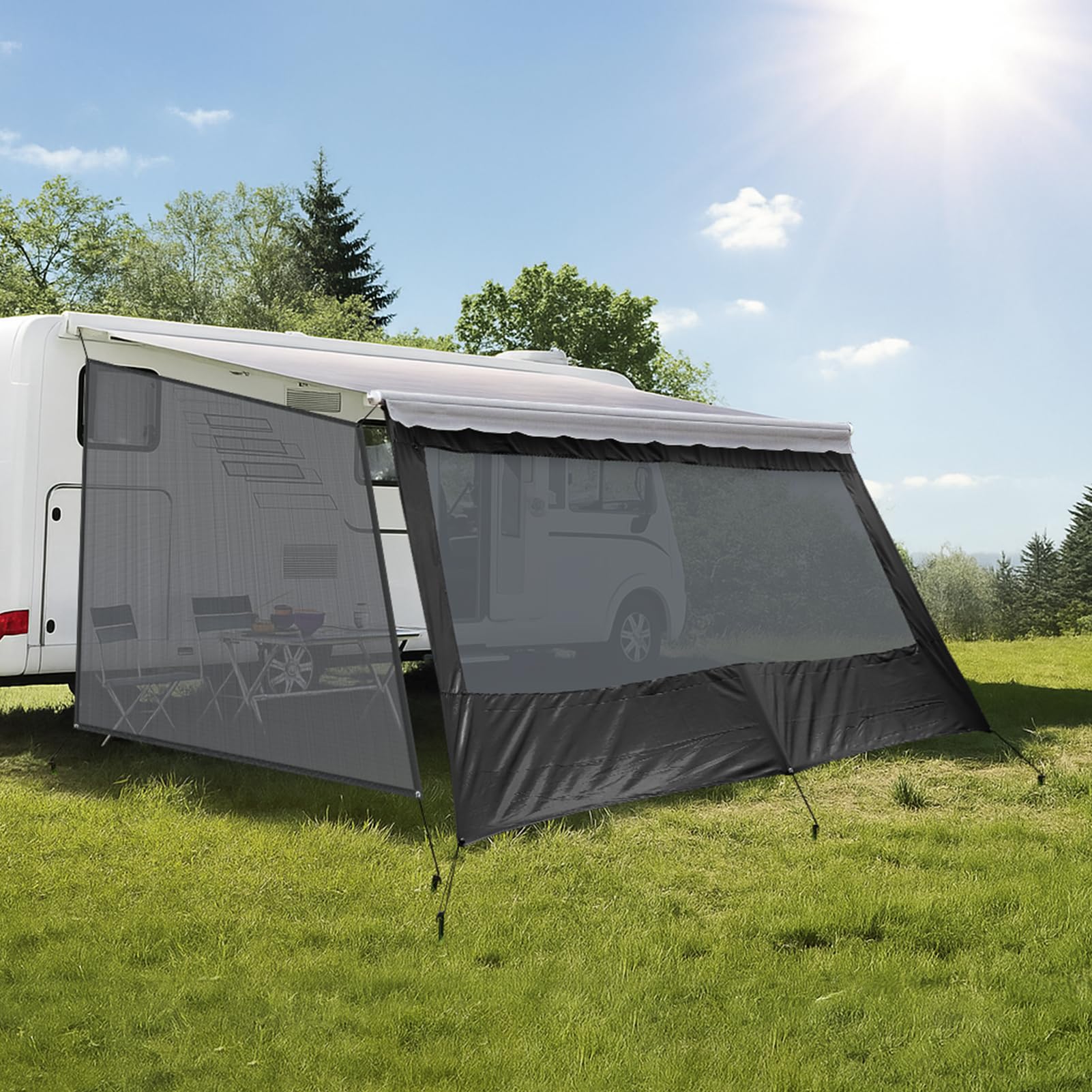 Kohree RV Awning Sun Shade Screen Kit with Side Shade, 8'x17'3'' RV Sun Shade for Awnings, 90% UV Protection, Easy to Install, Improves Shadow and Privacy for RVs Camper Trailer