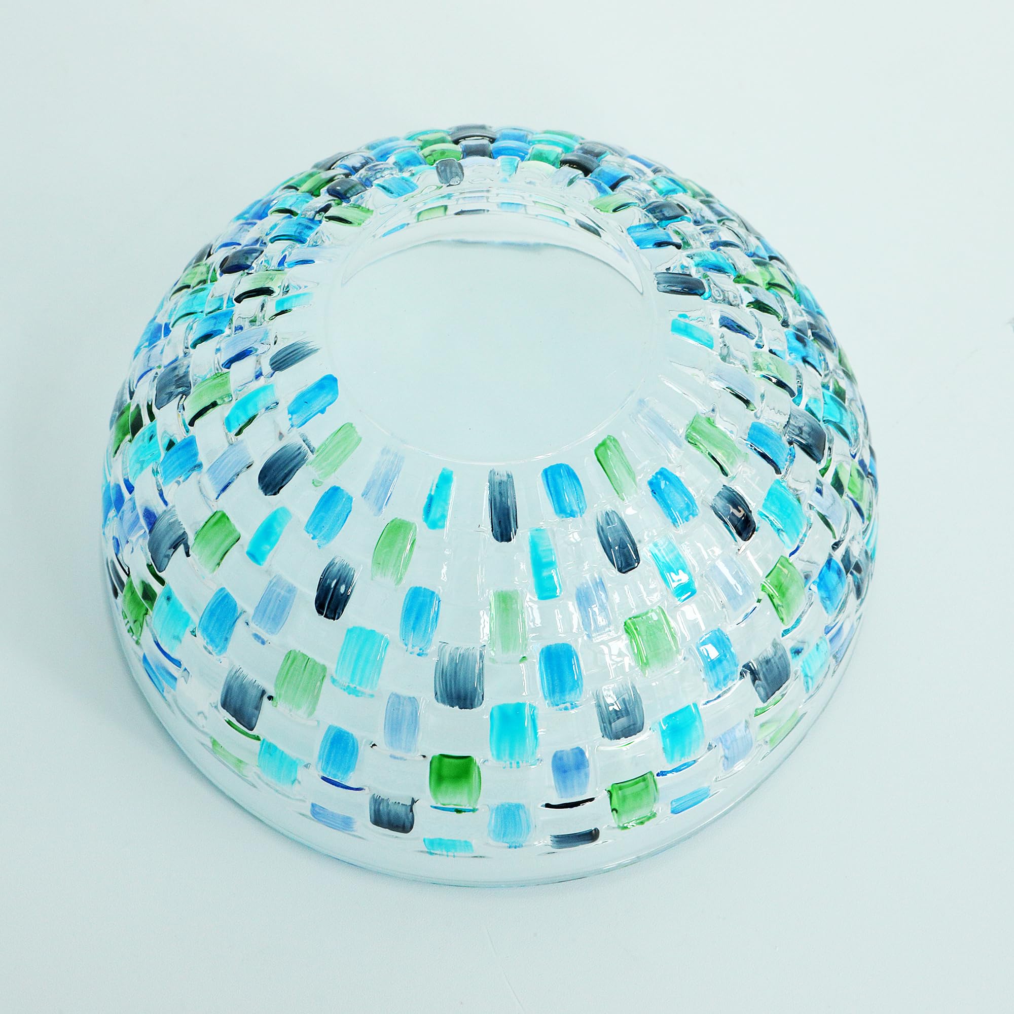 Insalatiera in vetro di cristallo blu dipinta a mano, diametro 17,5 cm. Ciotola decorativa in vetro per mescolare per casa, ufficio, decorazione per matrimoni, frutta, snack, dessert