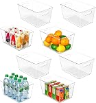 Vtopmart Bacs de rangement en plastique transparent pour cellier, 4 PCS Conteneurs de stockage de nourriture avec poignée pour armoire, cuisine, comptoirs, plateau, réfrigérateur, cellier Organisateurs , Grand